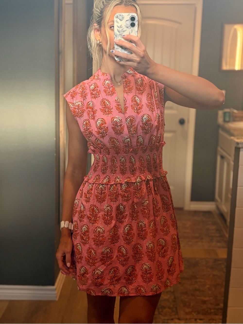 THML Pink Printed Mini Dress